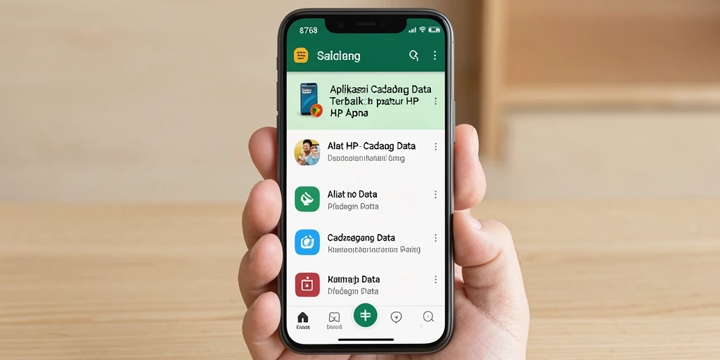 Antarmuka aplikasi 8768 yang sederhana dan fungsional untuk cadangan data.