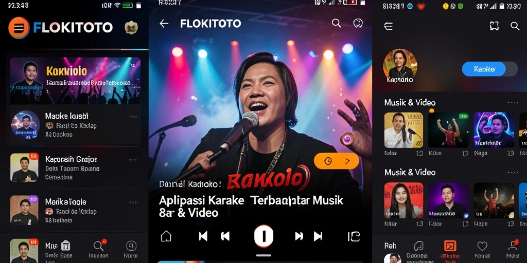 Tangkapan layar mengilustrasikan antarmuka fisik aplikasi Karaoke FLOKITOTO.