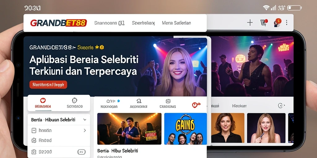 Antarmuka aplikasi GRANDBET88 yang menarik untuk berita selebriti.