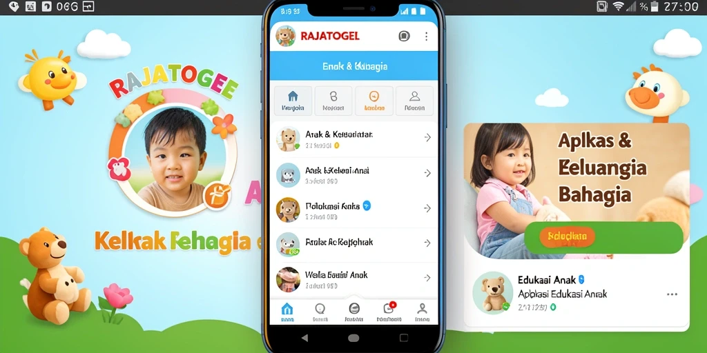 Tampilan antarmuka aplikasi RAJATOGEL yang ramah anak.