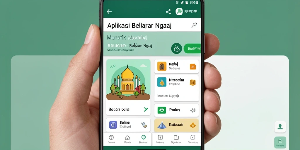 Tampilan antarmuka RPRPRP yang menyenangkan untuk belajar ngaji.